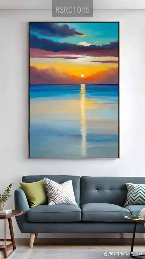 大海日出印象派风景油画装饰画图片素材图库大全第二季