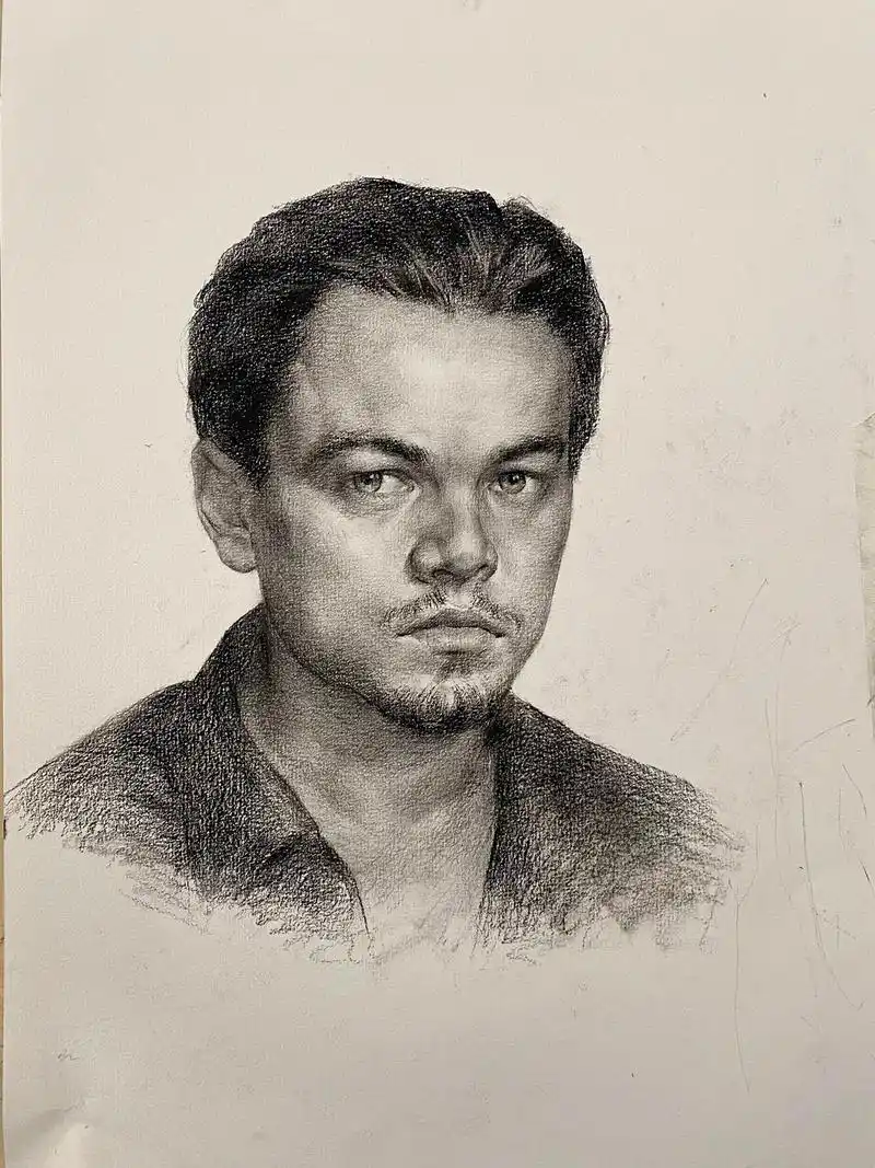 画一下小李子#素描 #绘画 #素描头像 - 抖音