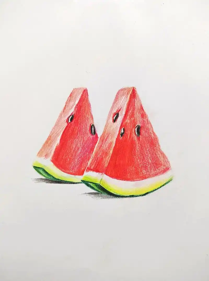 简单易学的彩铅西瓜画法.#抖音本地流量来了 #画画 #零基础 - 抖音