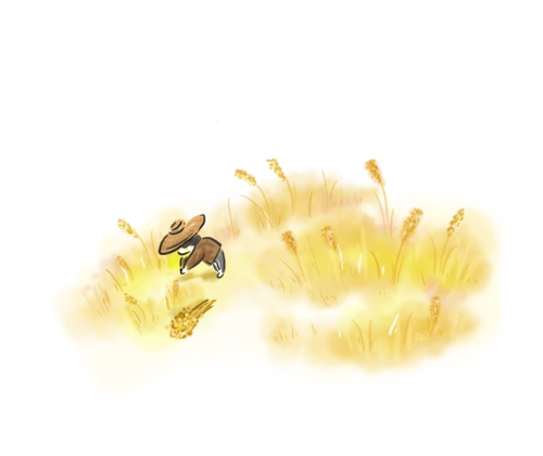 手绘金色麦田收获图片