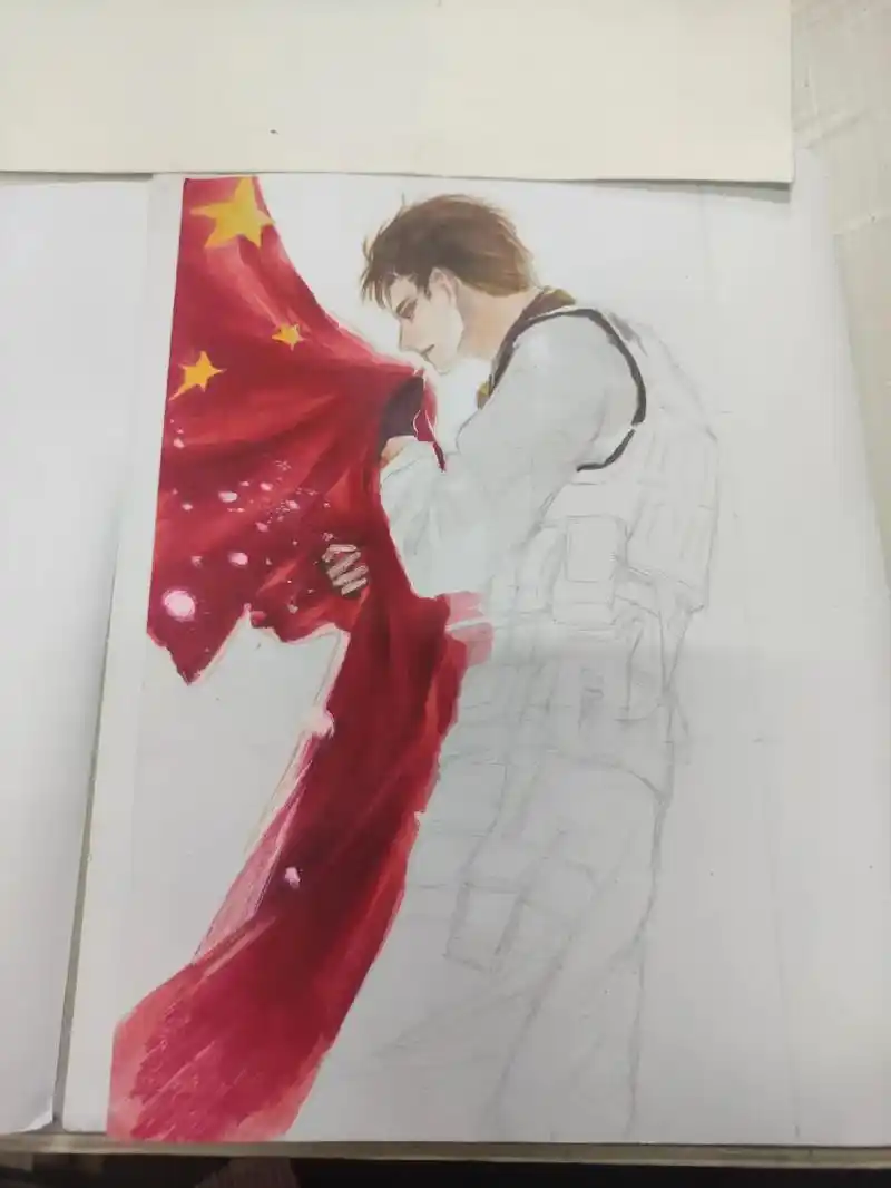 亲吻国庆的军人.国庆贺图,临摹,好久之前的坑,终于填了,因为 - 抖音