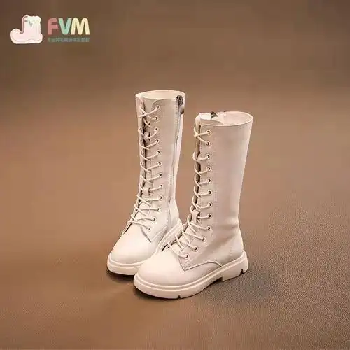 女童高筒靴真皮中大童秋冬季新款防滑软底小女孩单靴时尚公主长靴