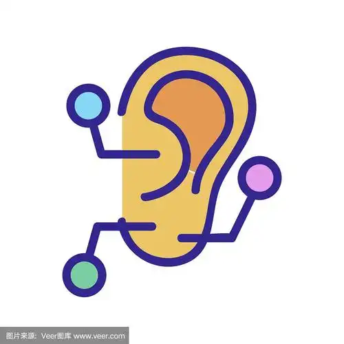 部分耳朵图标矢量轮廓插图