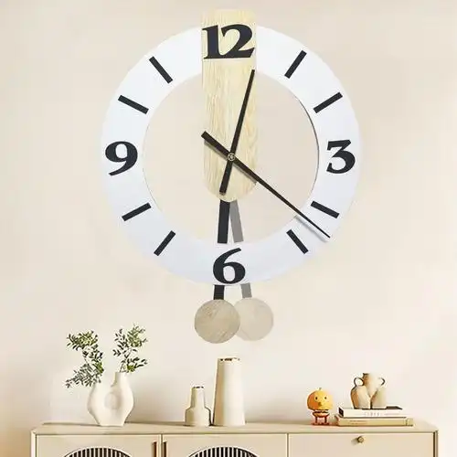 跨境ins北欧静音摇摆钟表简约时钟装饰挂钟创意石英钟 wall clock