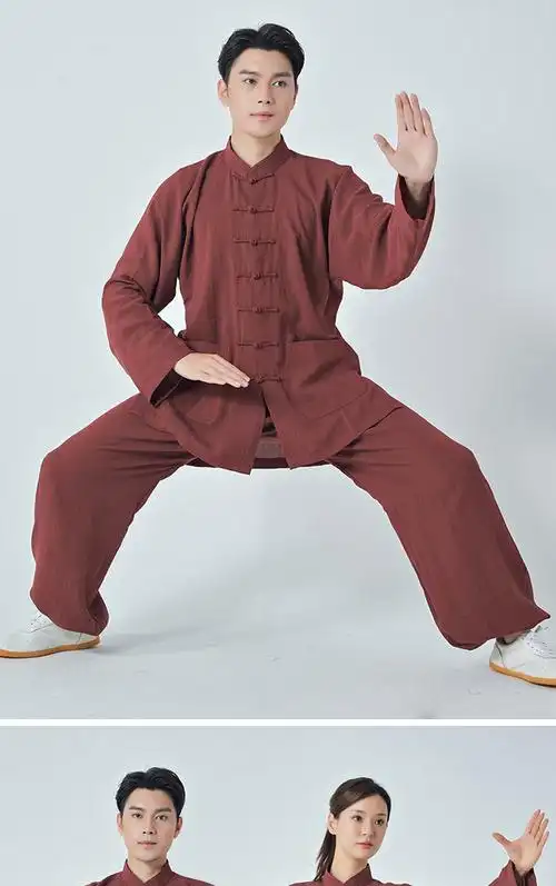 支持国货李宁太极服亚麻2022夏季新款飘逸透气吸汗中老年晨练练功服