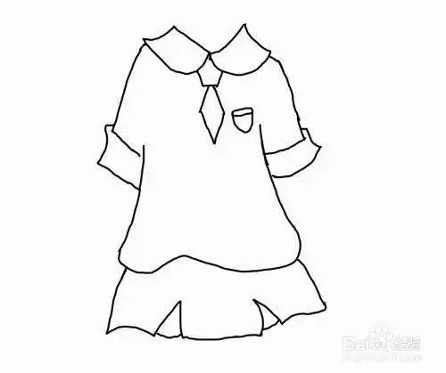 夏季校服的简笔画女生校服怎么画女生校服简笔画简单彩色