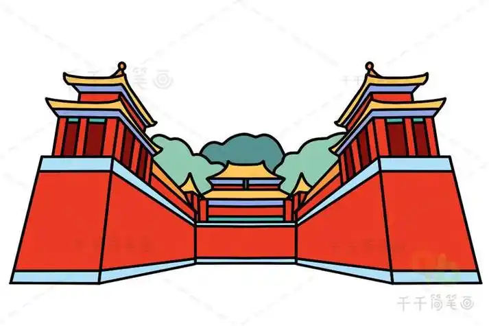 故宫色彩简笔画