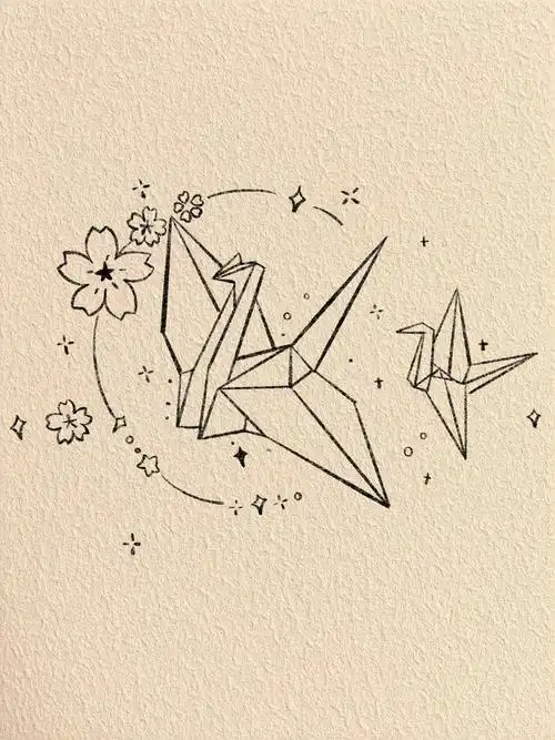 可爱简笔画/千纸鹤78