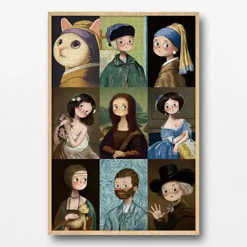 q版世界名画木质拼图1000片 蒙娜丽莎成人手工减压益智送女生礼物