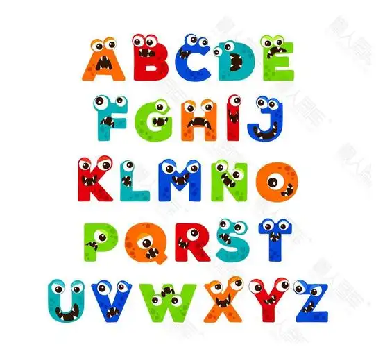 怪兽字母矢量素材
