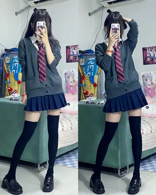 更喜欢黑色过膝袜一点