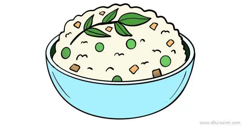 卡通碗装米饭简笔画