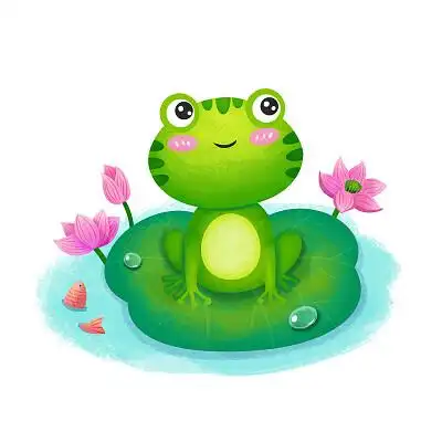 坐在荷叶上的小青蛙卡通青蛙元素青蛙插画png素材青蛙动物