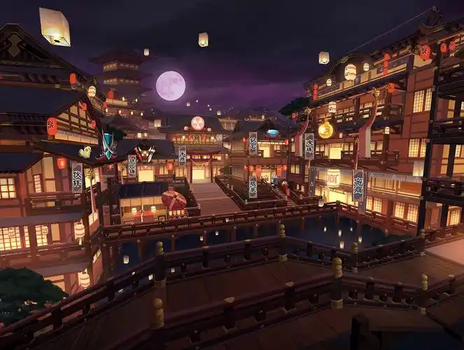 参考例图日系二次元古风宫廷手游大背景图 已有完整图,需要画师修改