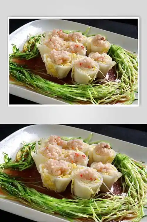 热菜蒜香娃娃菜美食摄影图片