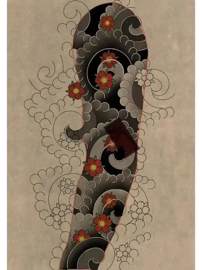 樱花臂来一波#tattoo #纹身手稿 #纹身师日常 #手稿 - 抖音