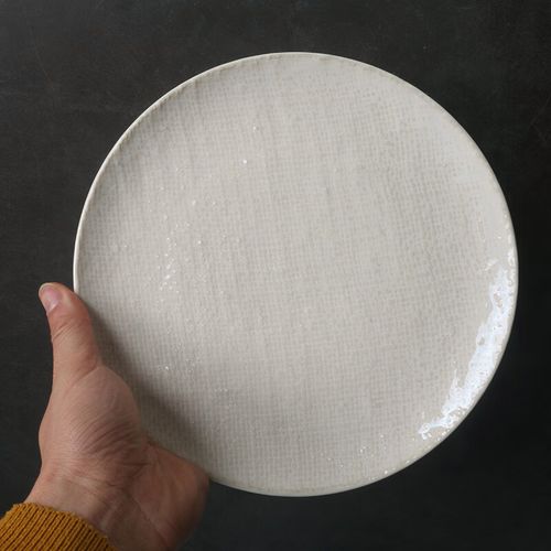菩本家 茶盘垫底垫麻布纹系列洛娃白盘子 21cm平盘