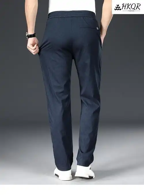 hkqr品牌高端轻奢休闲裤男士中青年夏季新款冰丝商务休闲裤直筒宽松