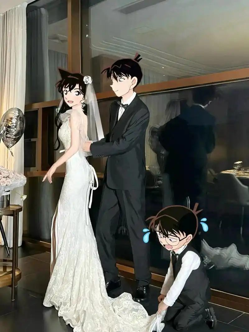 一路走来,儿子都像是个意外～#工藤新一 #毛利兰 #一家三口 - 抖音