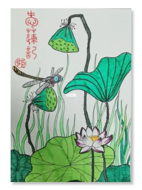 创意美术早有蜻蜓立上头