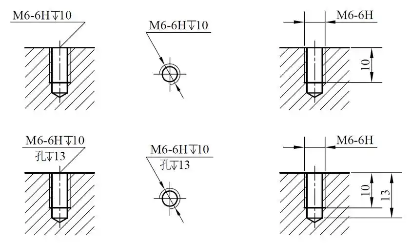 cad中深16攻丝12怎么表示