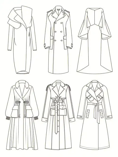 服装设计大衣款式图