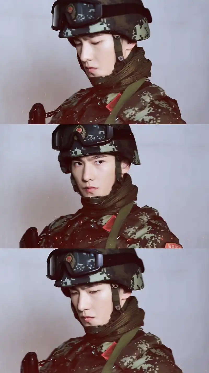 杨洋寸头穿军装真的a到爆!