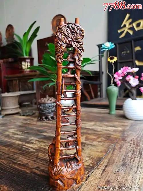 老黄杨木雕刻步步高升寓意好办公室书房