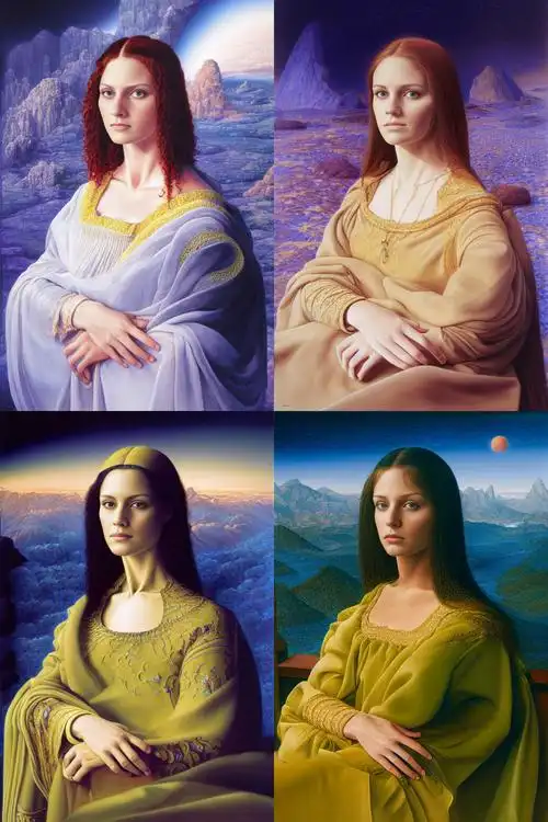 再来看看我用其它艺术家风格重绘的《蒙娜丽莎》