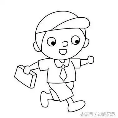 儿童简笔画人物小女孩全身多角度