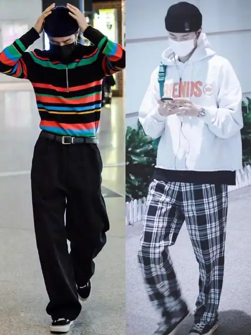王一博机场私服穿搭,妥妥的酷盖一枚.