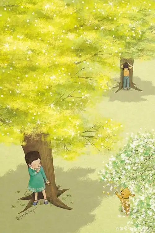 手绘插画欣赏|用手绘的方式记录美好的童年回忆,画面唯美温馨