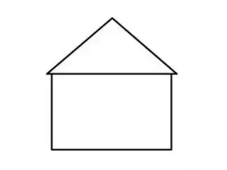 首先我们需要画出一个三角形当做房子的屋顶,画出一个四边形当做房子