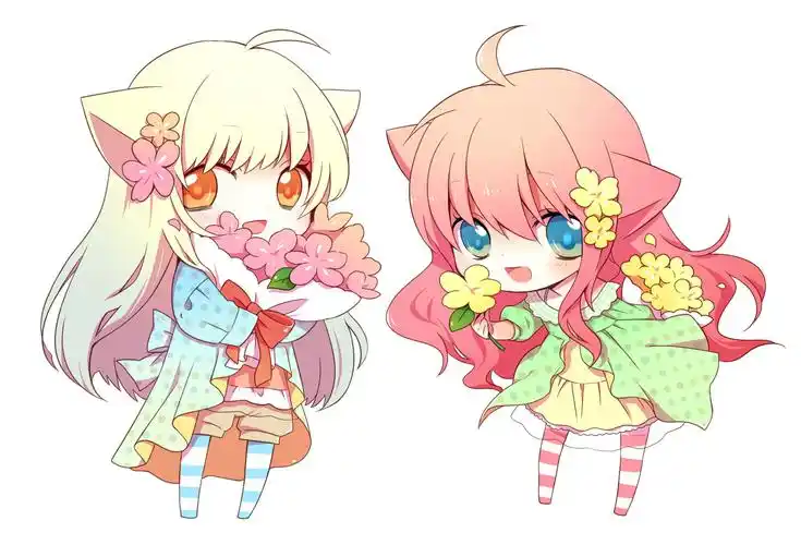 q版双人女,小印量个人志封面