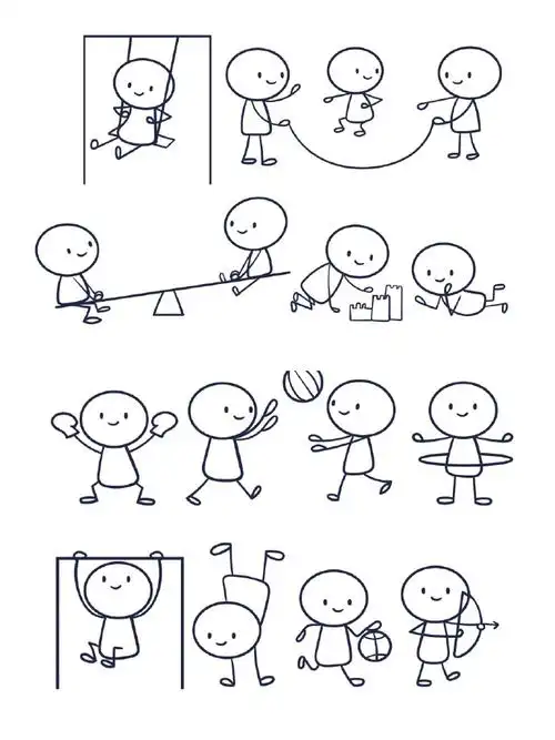 小人日常简笔画,适合每一个可爱的你们!#状元课堂笔记