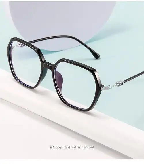 讴诺曹新款防蓝光眼镜女可配近视大框品质款ins时尚平光镜多边形trc2