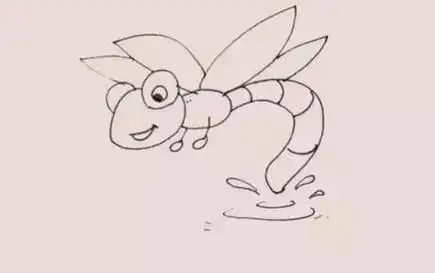 蜻蜓点水竖画简笔画