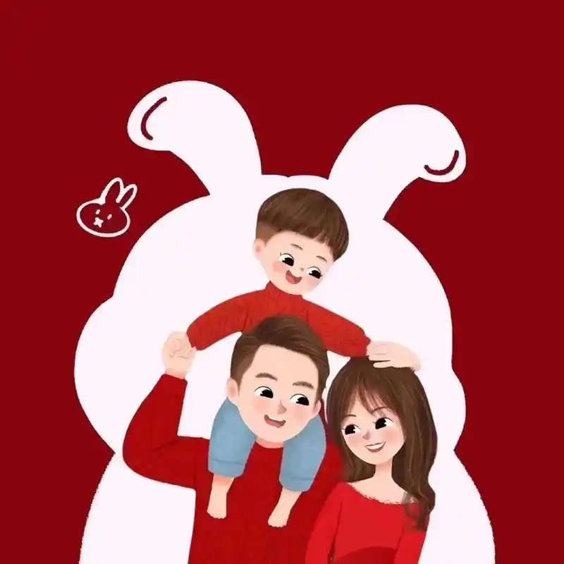 "一年又一年,我们的岁岁年年."  一家三口头像背景图 (男 - 抖音