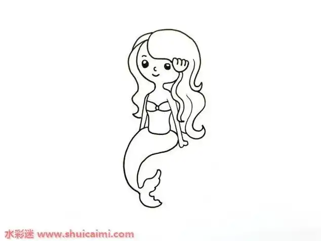 美人鱼怎么画简单又漂亮幼儿彩色美人鱼简笔画步骤
