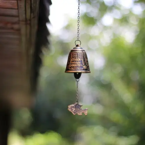 铸铁古钟鱼吊坠金属风铃 寺庙祈福疫情家庭祈福 日式和风挂饰挂件
