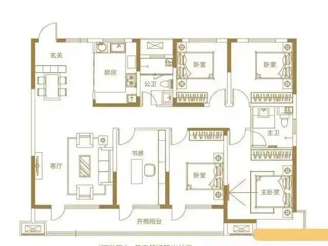 180平米五室大户型内部空间极其规整