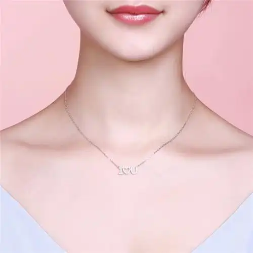 dtotoiloveu英文字母表白项链简约时尚气质锁骨链纯银女