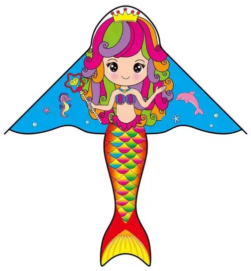 潍坊新款三角美人鱼风筝批发多款可选好飞好带加固厂家xy