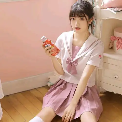 原创英伦风水手服正统短裙jk制裙日本长袖韩版校服学生校园服套装