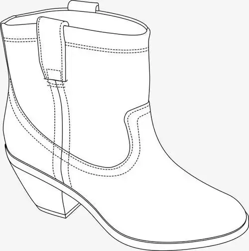 女性靴子手绘图