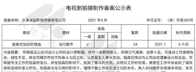 《我喜欢加班的理由》讲述了什么故事 我喜欢加班的理由什么时候开机