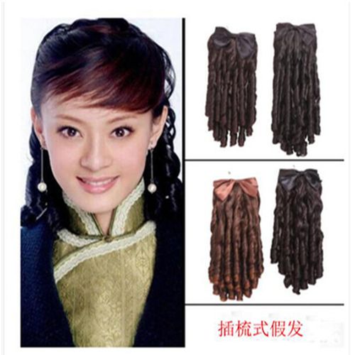 蝴蝶结公主卷假发尾老上海旗袍油条卷新款古风螺旋卷复古卷发