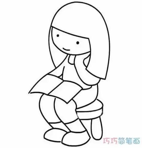 侧面坐人的凳子简笔画坐在凳子上的小女孩简笔画图片妈妈坐在沙发的简