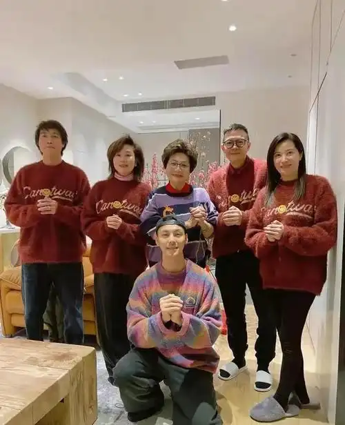 令人瞩目的是,陈伟霆的妈妈看起来年轻得仿佛与朋友们是姐弟关系