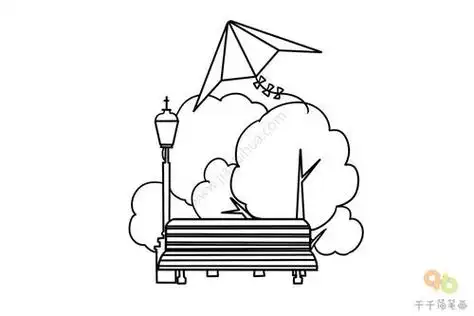 简笔画简单又漂亮地点简笔画美丽的花园简笔画轻松画公园一角简笔画